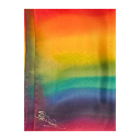 Shawl Rainbow Strong Colours Flowing Wave Silk 150x28 cm